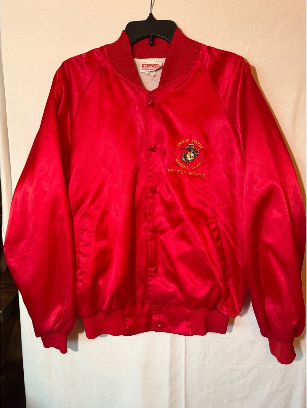 Vintage Hartwell Red United States Marine Corps Retired Marine Jacket Large